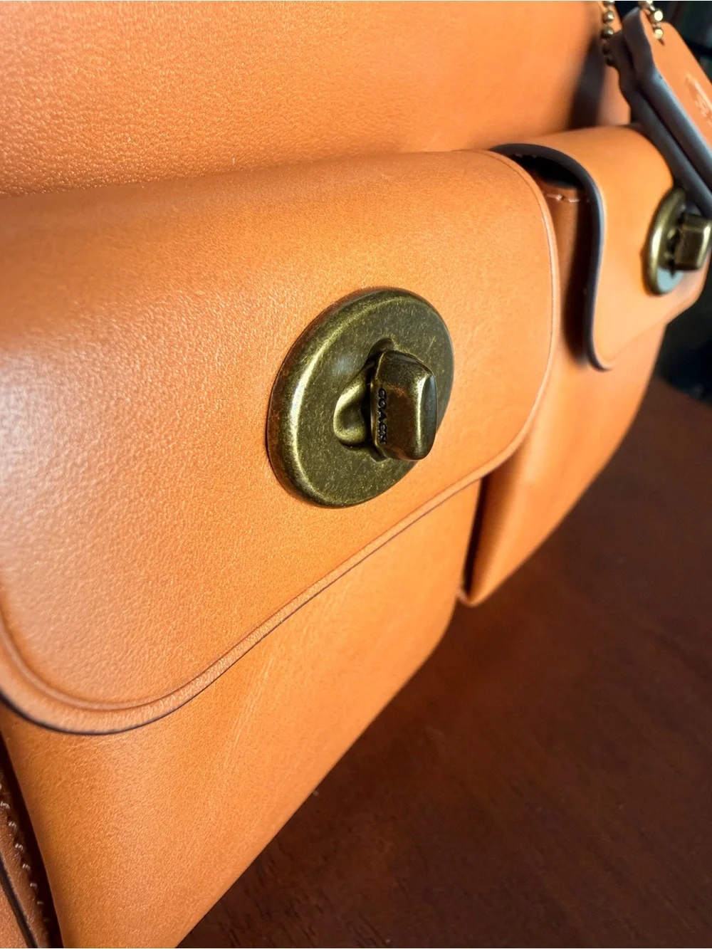 Coach Twin Turnlock 20 Satchel in Toffee with Brass Hardware - NWOT